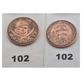 Pirate Skull & Ship .999 Fine Copper Round