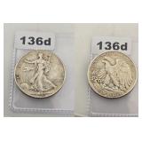1945 Walking Liberty Silver Half Dollar Coin