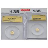 ICG MS70 Eagle Head 1/500th Oz. Gold Round