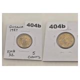 1987 GUYANA FIVE CENTS COPPER NICKEL COIN KM32