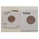 1978 Barbados One Cent Copper Coin KM10 Mint