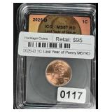 2025-D Lincoln Copper Penny MS67 RD ICG Slab