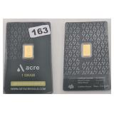 Acre Gold 1 Gram Fine Gold 999.9 Bullion Bar