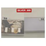 Three NV Coin Silver .999 Fine Bullion Bars