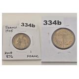 1925 France 1 Franc Chambers of Commerce Coin