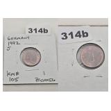 1992 J Germany 1 Pfennig Copper Plated Coin