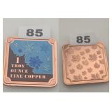 1 Troy Ounce Fine Copper Snowflake Maple Bar
