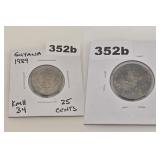 1989 Guyana 25 Cents KM#34 Uncirculated Coin