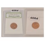 1960 Lincoln Copper Memorial Cent INB BU Slabbed