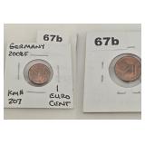2008 F Germany 1 Euro Cent Copper Plated Coin