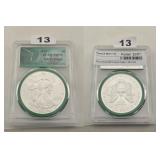 2002 $1 Silver Eagle PCGS MS70 Green Holder