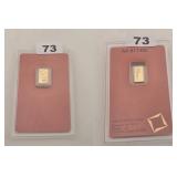 Valcambi Suisse 1g Gold Bar .9999 Fine Assay