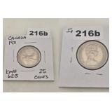 1971 CANADA 25 CENTS ELIZABETH II QUARTER COIN