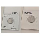 1974 Finland 1 Penni Aluminum Copper Coin KM44a