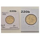 1983 France 20 Centimes Copper-Aluminum Coin