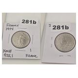 1974 FRANCE 1 FRANC COIN NICKEL UNCIRCULATED