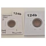 1985 D Germany 1 Pfennig Copper Coin KM 105