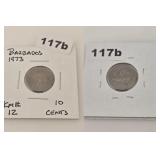 1973 BARBADOS COPPER NICKEL 10 CENTS COIN 12