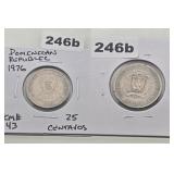 1976 Dominican Republic 25 Centavos Silver