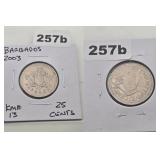 2003 Barbados 25 Cents Uncirculated Coin Lot