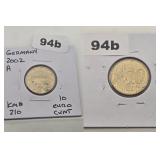2002 A Germany 10 Euro Cent Uncirculated Coin