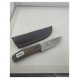 Damascus Steel Fixed Blade Knife With Sheath