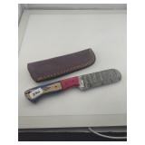 Damascus Steel Cleaver Knife Leather Sheath