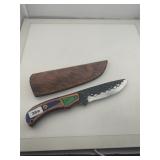 Custom Forged Skinner Knife With Leather Sheath