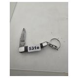 Damascus Steel Folding Knife Keychain Tool