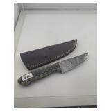 Custom Damascus Steel Knife with Leather Sheath