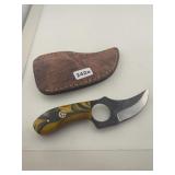 Custom Curved Hunting Knife with Leather Sheath
