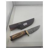 Damascus Steel Fixed Blade Hunting Knife Sheath