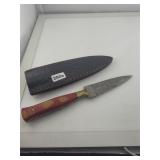 Damascus Steel Hunting Knife Leather Sheath