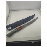 Damascus Steel Fillet Knife with Blue Sheath