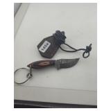 Mini Damascus Steel Knife Keychain with Sheath