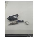 Mini Damascus Steel Knife Keychain with Sheath