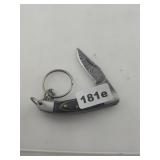 Mini Damascus Steel Blade Pocket Knife Keychain