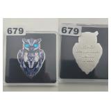 1 oz .999 Fine Copper Owl Silver Plated Round