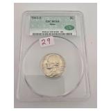 1943-D Silver War Nickel 5C CACG MS64 Green CAC