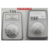2004 1 oz Silver American Eagle NGC MS69 OBH