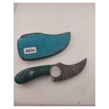 Damascus Steel Karambit Knife with Blue Sheath