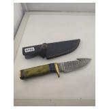 Custom Damascus Steel Hunting Knife with Sheath