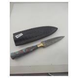 Custom Damascus Steel Knife with Leather Sheath