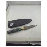 Custom Damascus Steel Knife with Leather Sheath