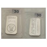 APMEX 1 oz .999 Fine Silver Bar Bullion Lot