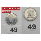 1987 Isle of Man 1/4 oz Platinum Noble Coin