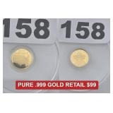 Cowlitiz Coin 1/500th oz .9999 Fine Gold Bull