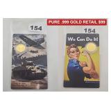 Rosie Riveter We Can Do It 1/1000 oz .999 Gold
