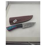Custom Damascus Steel Hunting Knife & Sheath