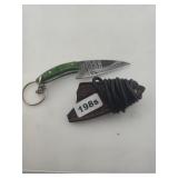 Mini Damascus Steel Knife Keychain with Sheath